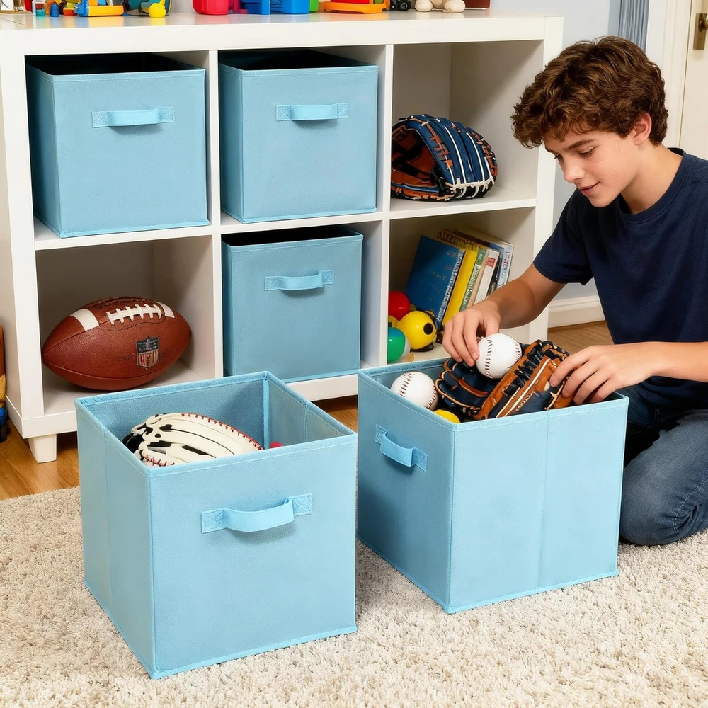 Bez Marki 6x PUDEŁKA NA ZABAWKI DZIECIĘCE SKRZYNKI 27x27 CM ORGANIZERY SKŁADANE DUŻE