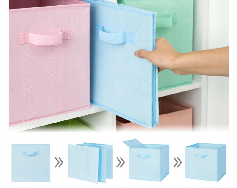Bez Marki 6x PUDEŁKA NA ZABAWKI DZIECIĘCE SKRZYNKI 27x27 CM ORGANIZERY SKŁADANE DUŻE