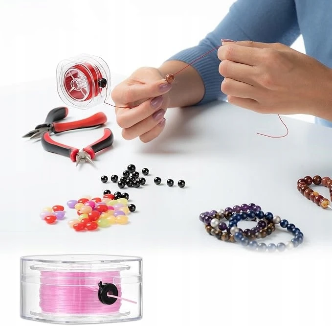 Bez Marki 80m guminė juostelė DIY papuošalų apyrankėms, bespalvė, skaidri, elastinga