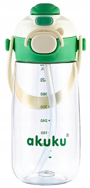 Bez Marki Akuku gertuvė su šiaudeliu 480ml pilkas žalia A0724