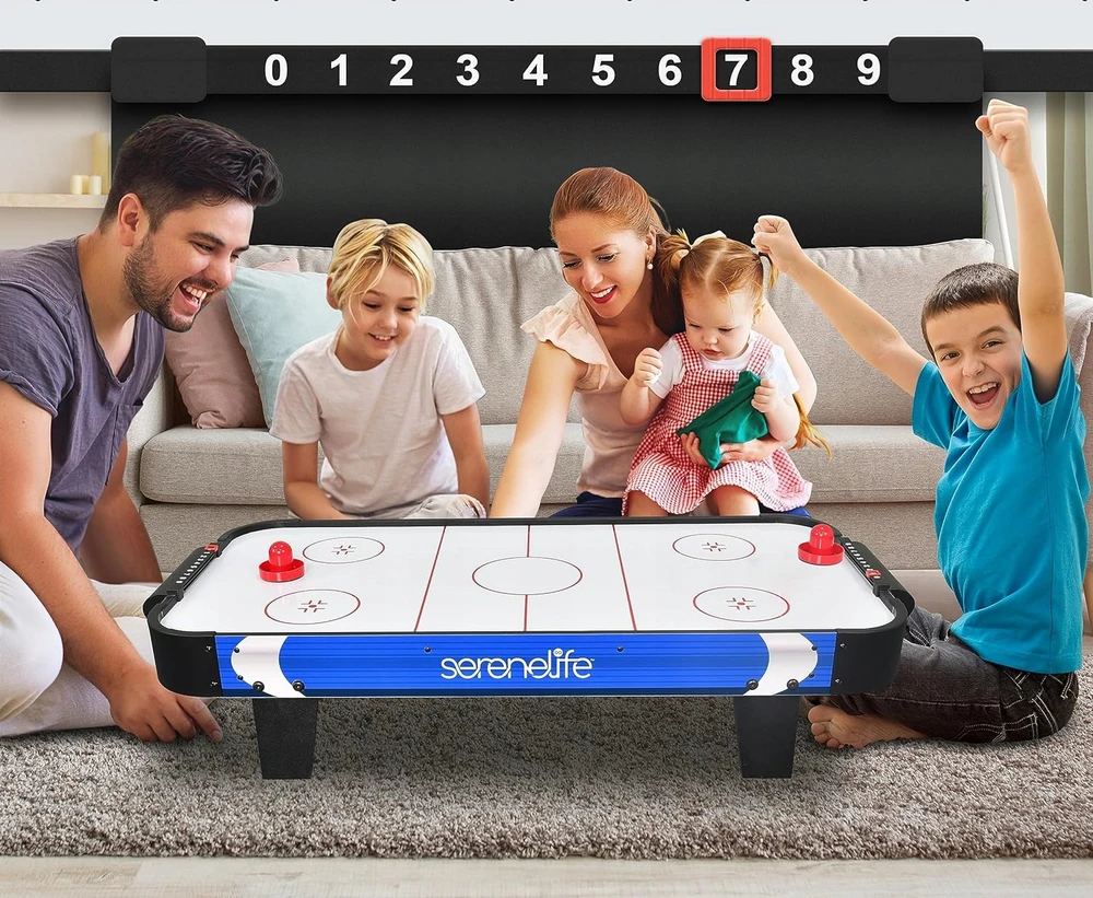 Bez Marki AIR HOCKEY AIR HOCKEY ŽAIDIMŲ STALAS VAIKAMS, 110V MOTOR SERENELIFE