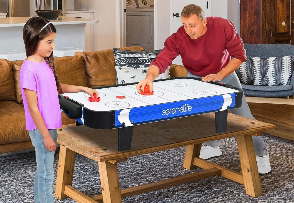Bez Marki AIR HOCKEY AIR HOCKEY ŽAIDIMŲ STALAS VAIKAMS, 110V MOTOR SERENELIFE