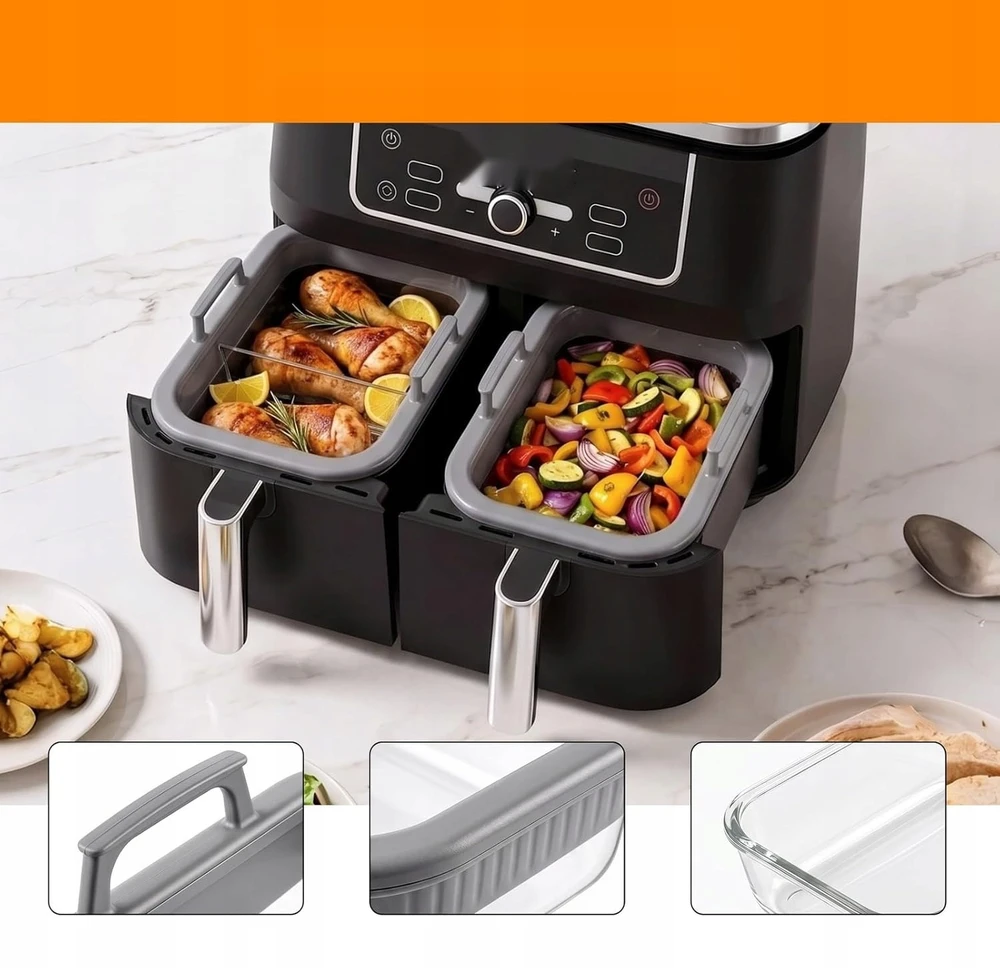Bez Marki AIRFRYER MOLD 2 VIENETŲ KAIŠMAI ATSPARIŲ STIKLINIŲ TALPŲ RANDENOS