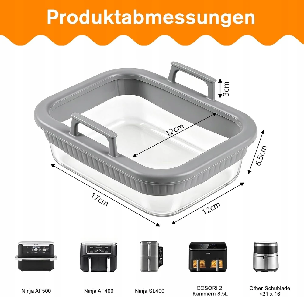 Bez Marki AIRFRYER STIKLINĖ KEPO KEPO 20X15X86CM INDUS SU RANKENA