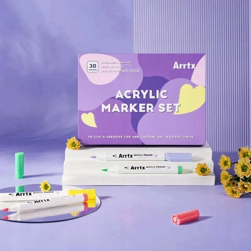 Akriliniai markeriai - flomasteriai ARRTX 30A, 30 spalvų, pastelinių atspalvių