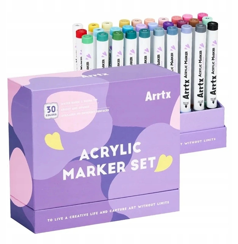 Akriliniai markeriai - flomasteriai ARRTX 30A, 30 spalvų, pastelinių atspalvių