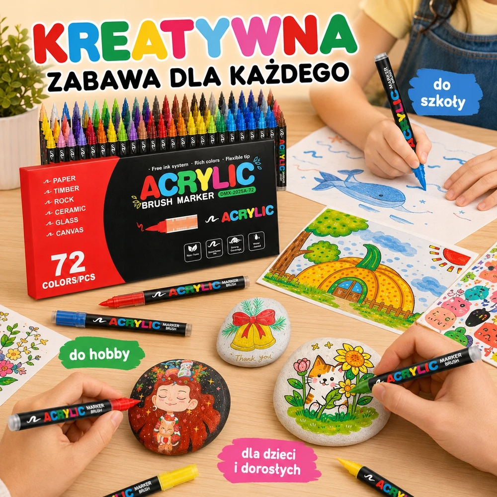 Bez Marki Akriliniai žymekliai 72 vnt. Žymekliai audiniams, akmenims, stiklui, medžiui