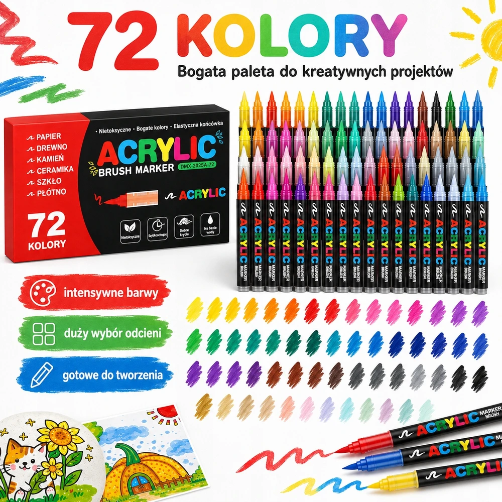 Bez Marki Akriliniai žymekliai 72 vnt. Žymekliai audiniams, akmenims, stiklui, medžiui