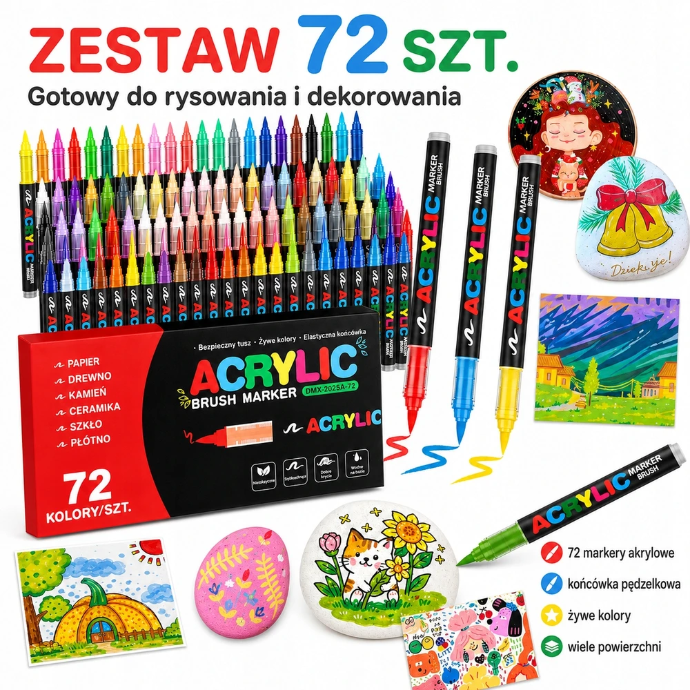 Bez Marki Akriliniai žymekliai 72 vnt. Žymekliai audiniams, akmenims, stiklui, medžiui