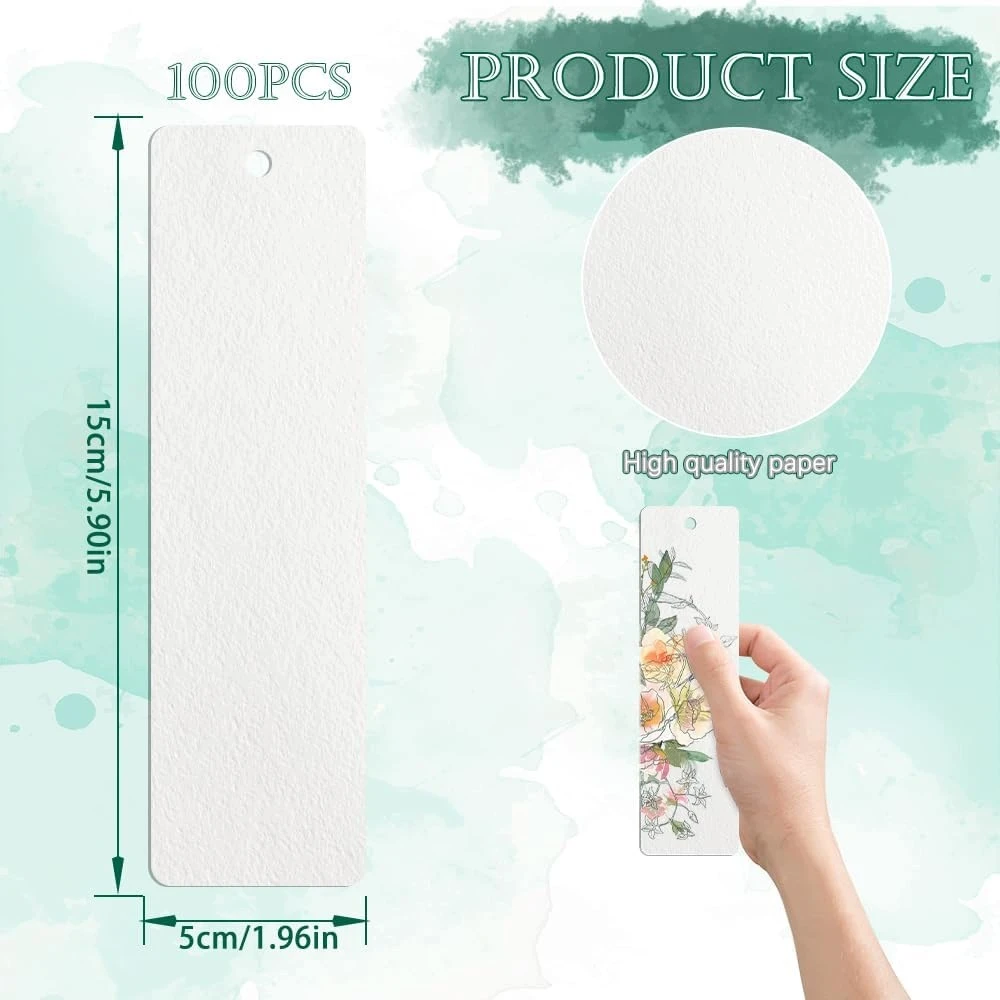 Bez Marki Akvarelinis POPIERIUS 100 LAKŠČIŲ 5X15CM 300G STORIS Baltas DVIPUSIS DAŽYMAS