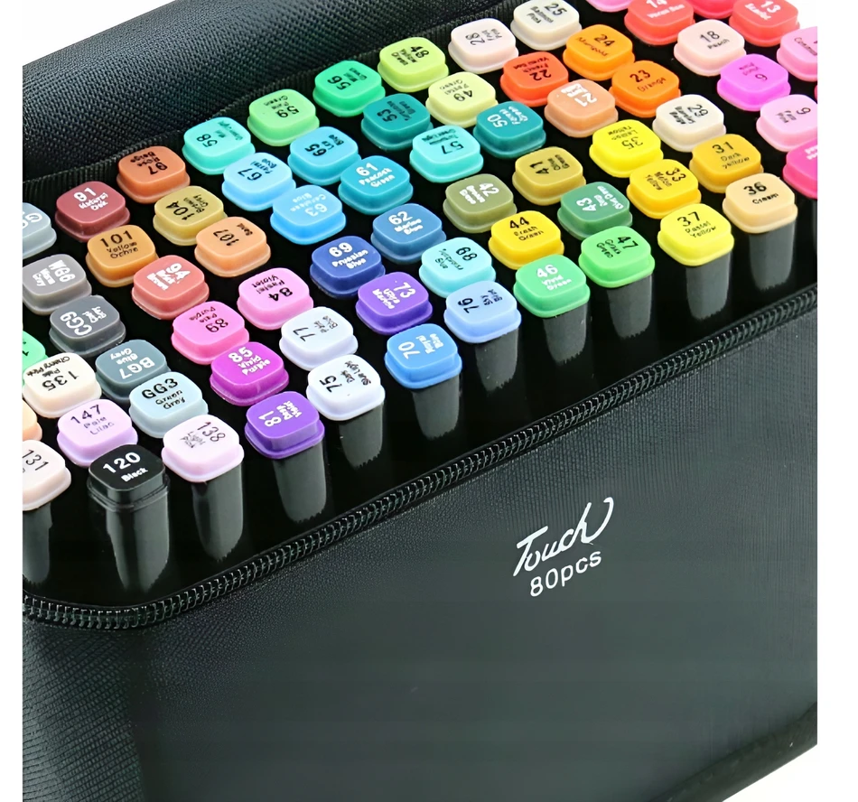 Bez Marki ALCOHOL MARKERS 80 Vnt Žymekliai Žymekliai Dvipusiai Markeriai Pro + BAG