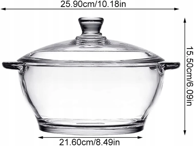 Bez Marki Angoily Glass puodas su dangčiu, apie 2,5 l