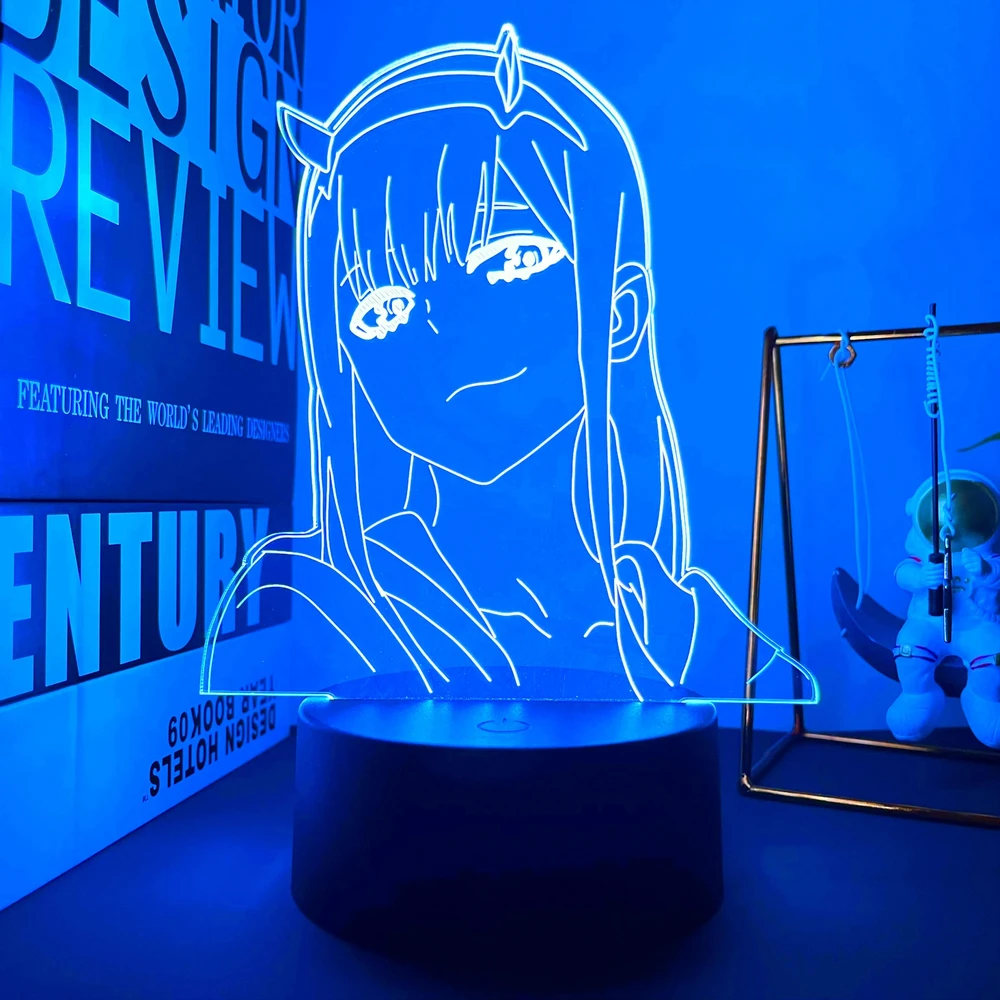 Bez Marki Anime DARLING In The FRANXX zero dwa 3D noc światło kolorowa lampka