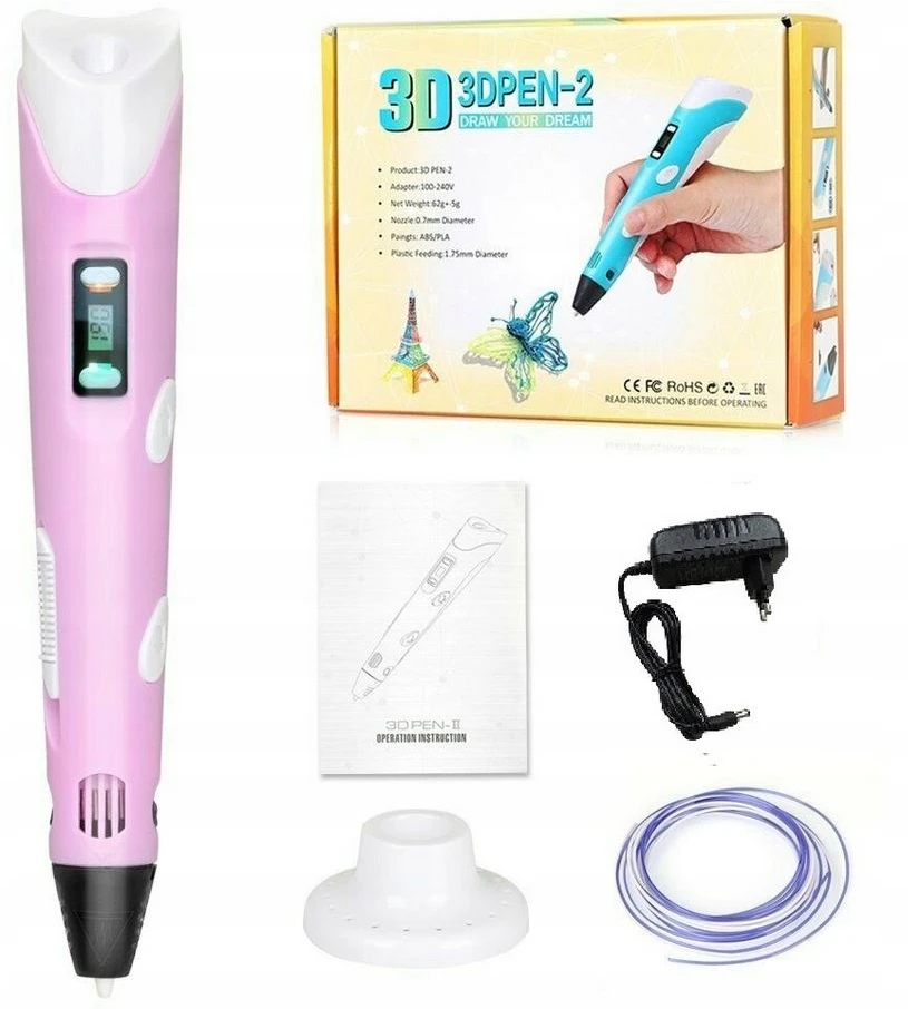 Bez Marki Anytech 3D rašiklis BALLPOINT 3D PRINTER PEN Anytech Rožinė