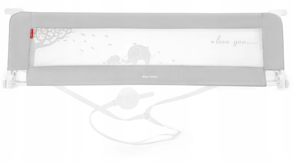 Bez Marki Apsauginis lovos barjeras Moby-System, pilkas, 154 x 42 cm, sulankstomas su tinkleliu