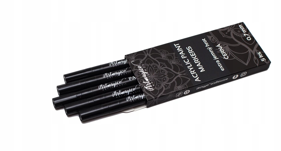 Bez Marki Artmagico marker akrylowy 5 vnt juoda 0,7 mm