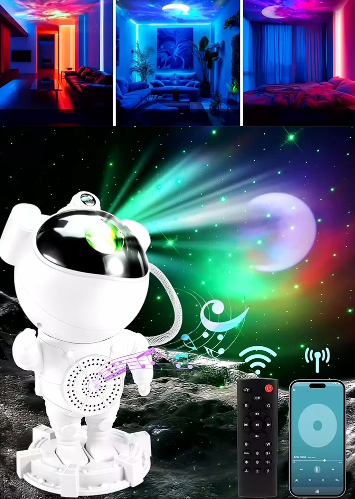 Bez Marki Astronautų projektorius su Bluetooth ir muzika