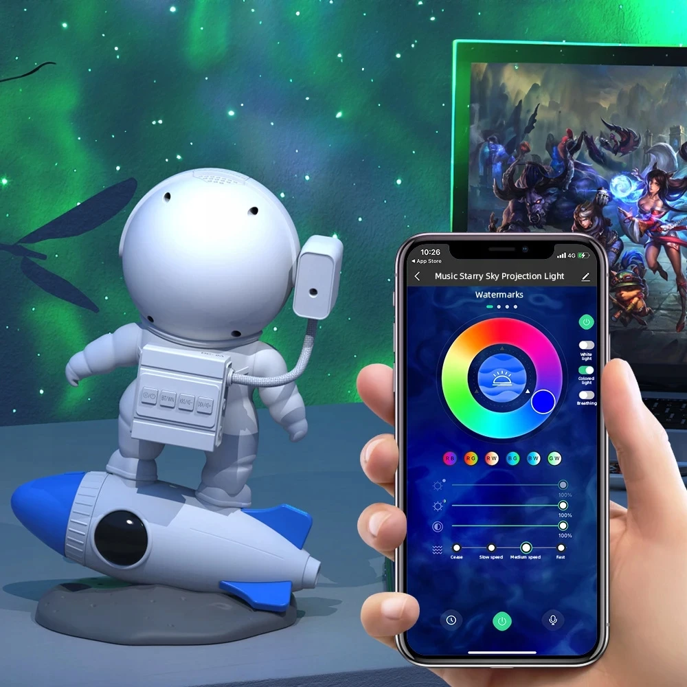 Bez Marki Astronautų projektorius: žvaigždžių, galaktikų, Bluetooth garsiakalbis