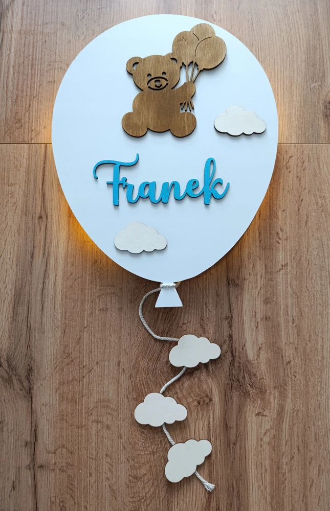 Bez Marki BALLOON LED naktinė lempa vaikui su spalvingu vardu ant sienos