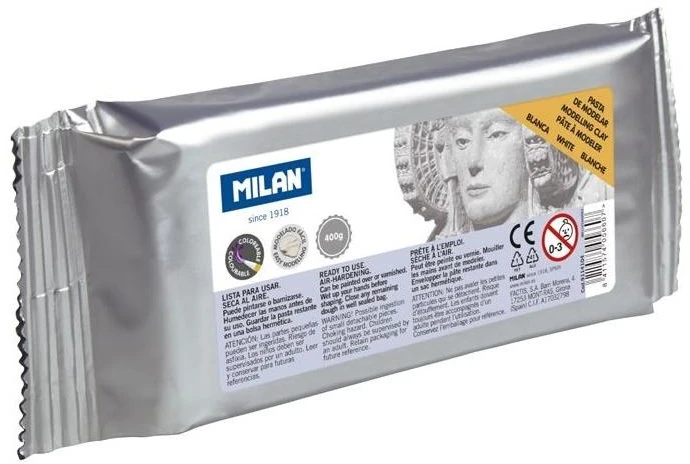 Bez Marki BALTA GLINA do MODELOWANIA duża 400g MILAN Air-Dry MODELINA vaikams