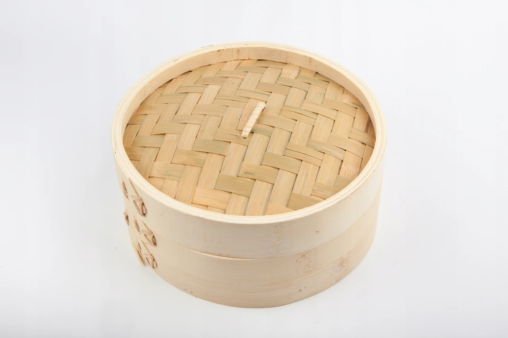 Bez Marki Bambuko garlaivis, 18 cm, 1 pakopos dangtelis, garinantis rankdarbių wok