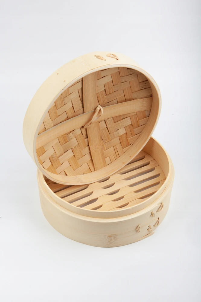 Bez Marki Bambuko garlaivis, 18 cm, 1 pakopos dangtelis, garinantis rankdarbių wok