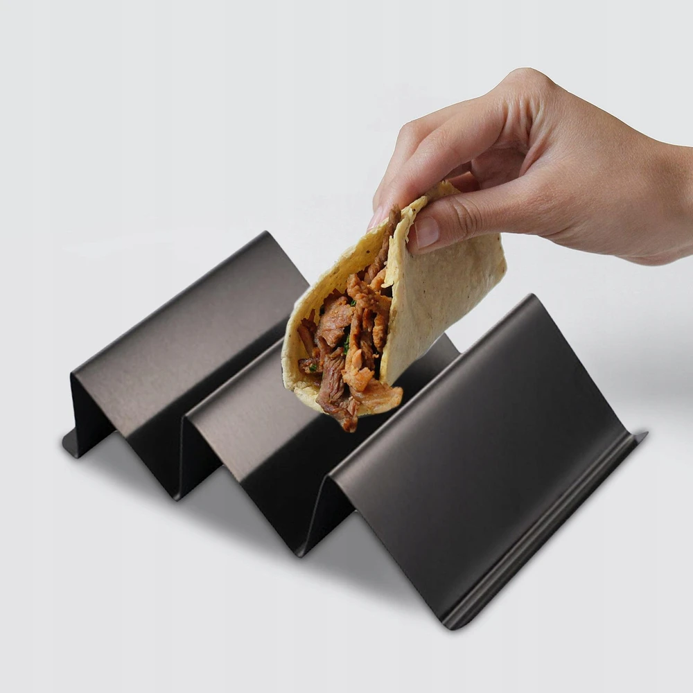 Bez Marki Bangos formos nerūdijančio plieno „Taco“ laikiklis „Taco“ ekrano stovas blynų stovas, juodas