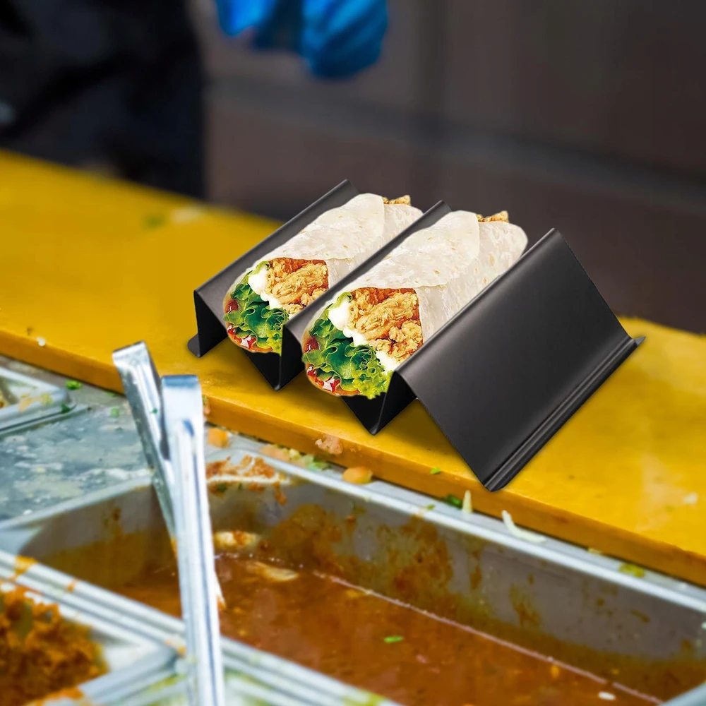Bez Marki Bangos formos nerūdijančio plieno „Taco“ laikiklis „Taco“ ekrano stovas blynų stovas, juodas