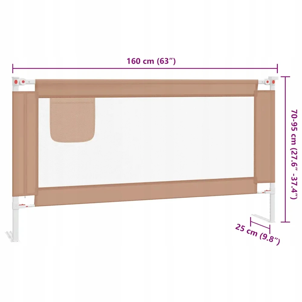 Bez Marki Barierka zabezpieczająca do łóżka, regulowana, 160x85 cm, taupe