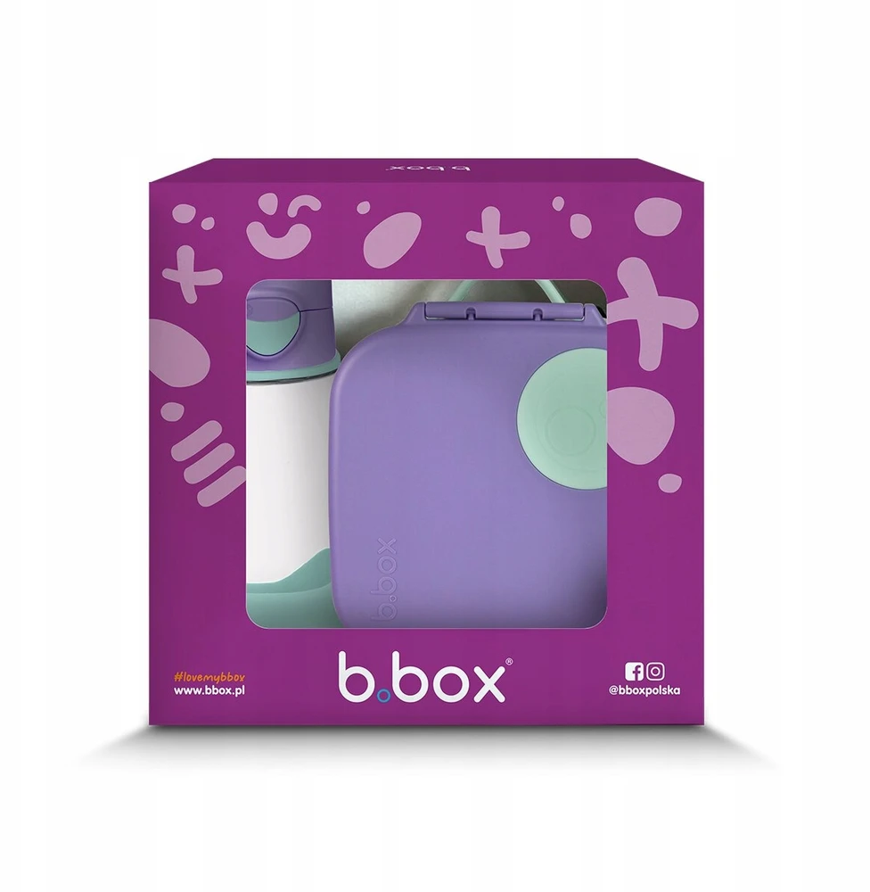 Bez Marki B.BOX Rinkinys Mini Lunchbox sportowa butelka tritanowa 450 ml. Lilac Pop
