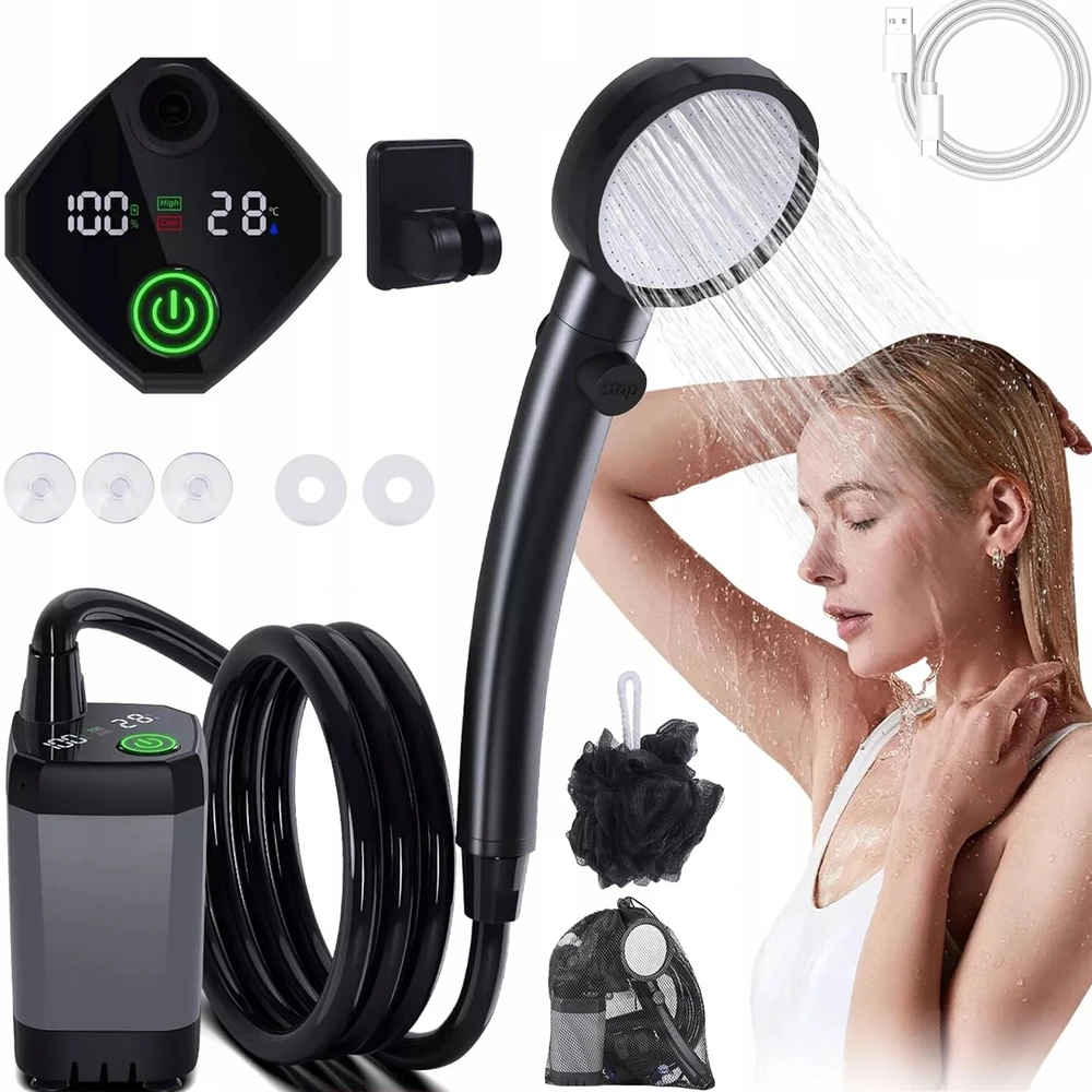 Bez Marki BELAIDAS KEMPINGŲ TURISTINIS DUŠAS SU 6000 mAh LCD BATERIJA