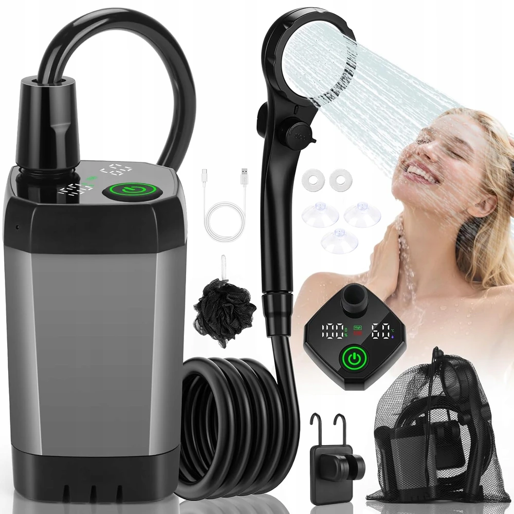 Bez Marki BELAIDAS KEMPINGŲ TURISTINIS DUŠAS SU 6000 mAh LCD BATERIJA