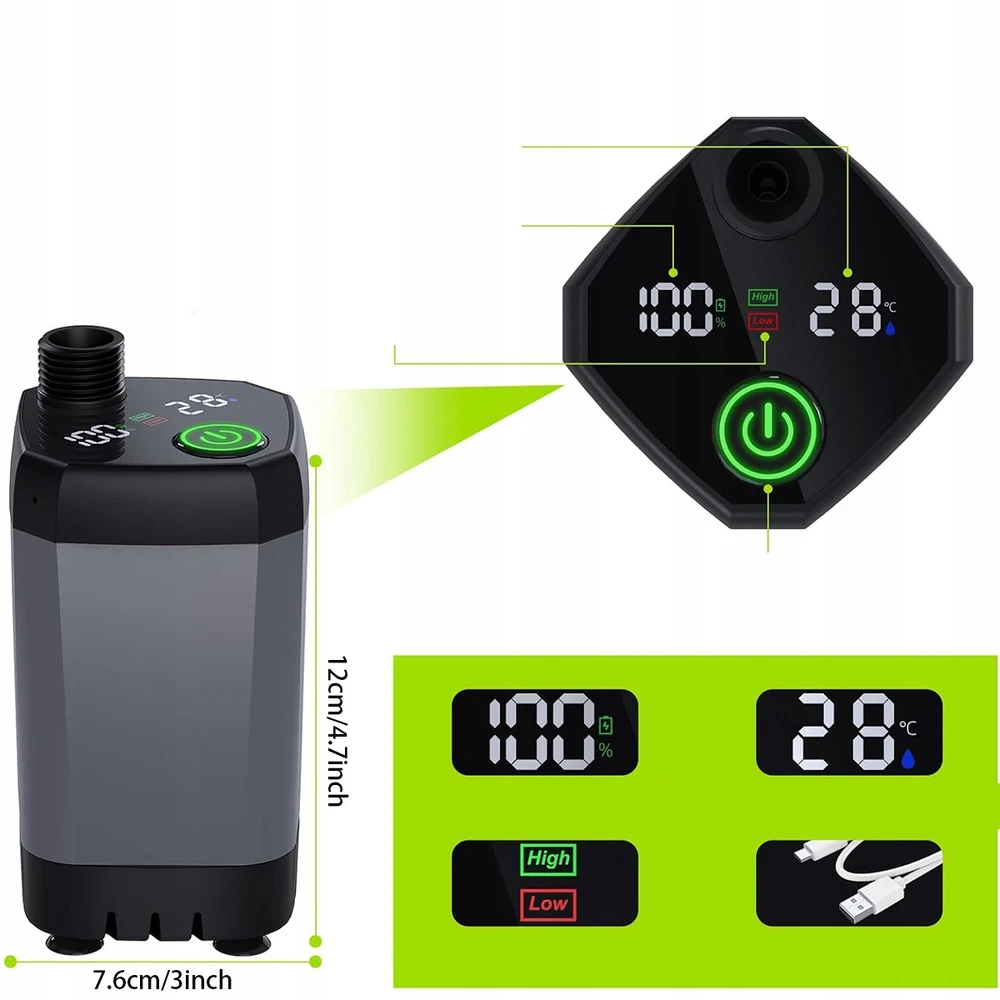 Bez Marki BELAIDAS KEMPINGŲ TURISTINIS DUŠAS SU 6000 mAh LCD BATERIJA