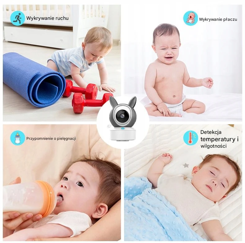 Bez Marki Belaidis sukamasis FHD WIFI elektroninis kūdikio monitorius TUYA LCD ZOOM kamera