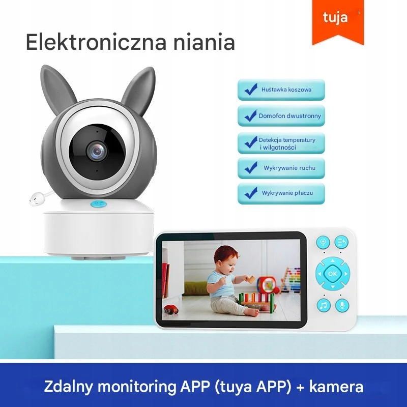 Bez Marki Belaidis sukamasis FHD WIFI elektroninis kūdikio monitorius TUYA LCD ZOOM kamera