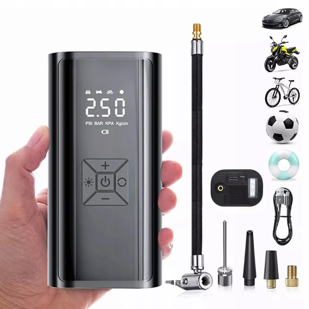 Bez Marki BEVIELIS ELEKTRINIS SIURBLYS AUTOMOBILINIO DVIRAČIO KOMPRESORIUS 6000 mAh