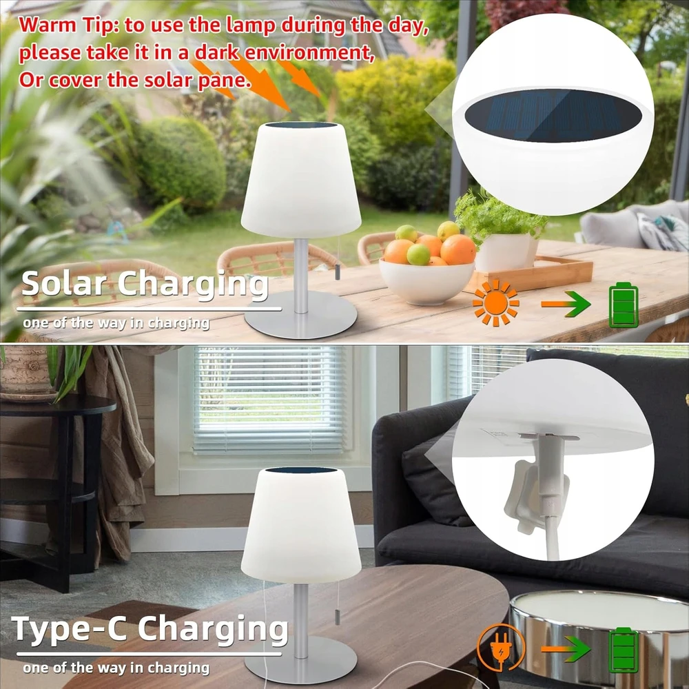 Bez Marki BEZPRZEWODOWA LAMPA SOLARNA STOŁOWA LED RGB ZEWNĘTRZNA WEWNĘTRZNA USB Pultas
