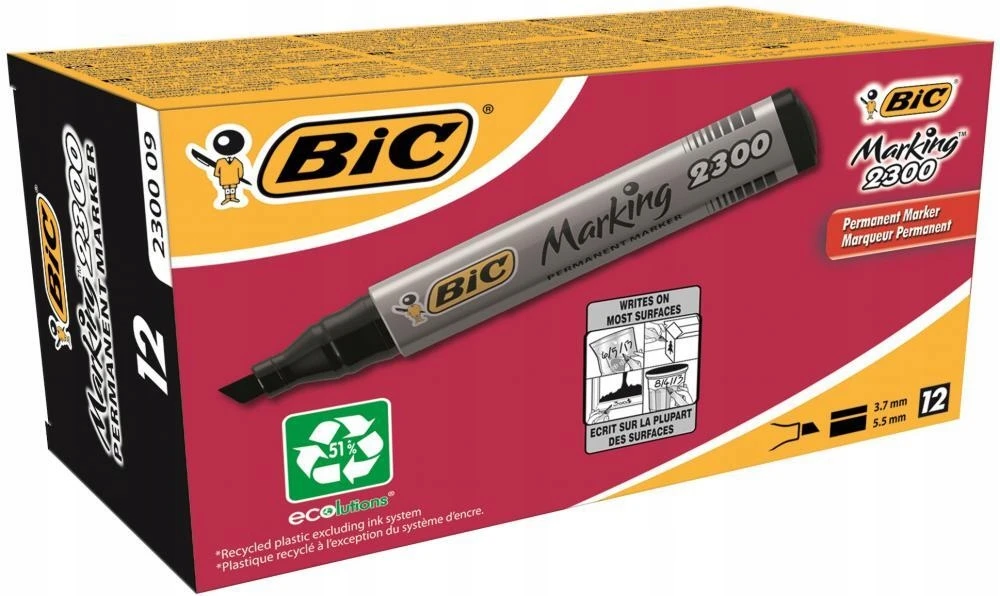 Bez Marki Bic Permanentiniai žymekliai 2300, juodi, 12 vnt.