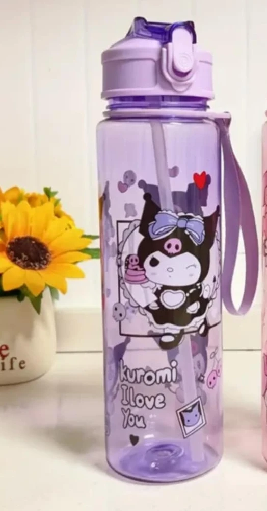Gertuvė Bez Marki BIDON BUTELKa kotek KUROMI 700ML su naklejkami violetinė