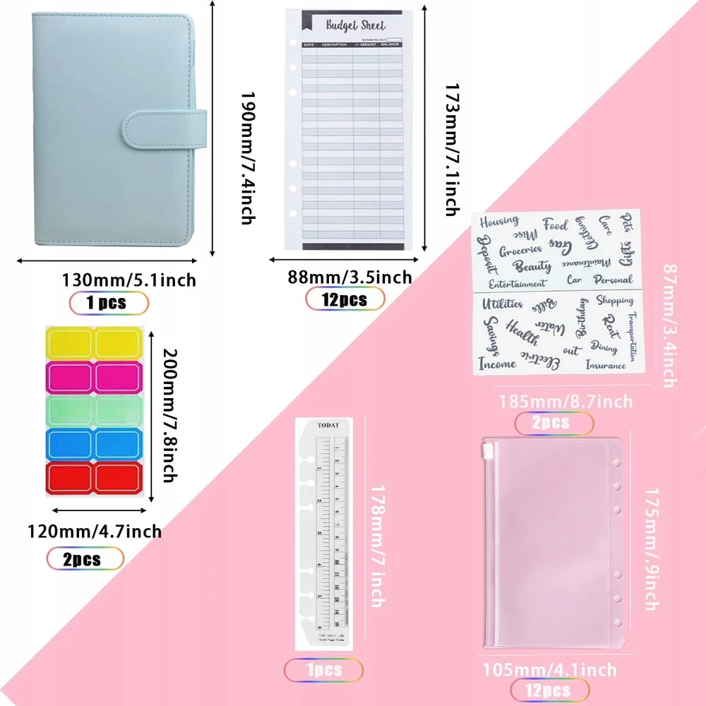 Bez Marki BINDER A6 19X13CM PU 24 VIENŲ RINKINYS ORGANIZATORIŲ BIURAS BIUDŽETAS