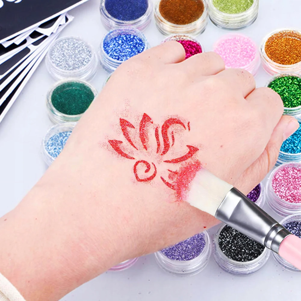 Bez Marki Blizgančios tatuiruotės VAIKAMS PLAUNAMI ŠABLONAI 30 SPALVŲ 157 in 1 XXL RINKINYS