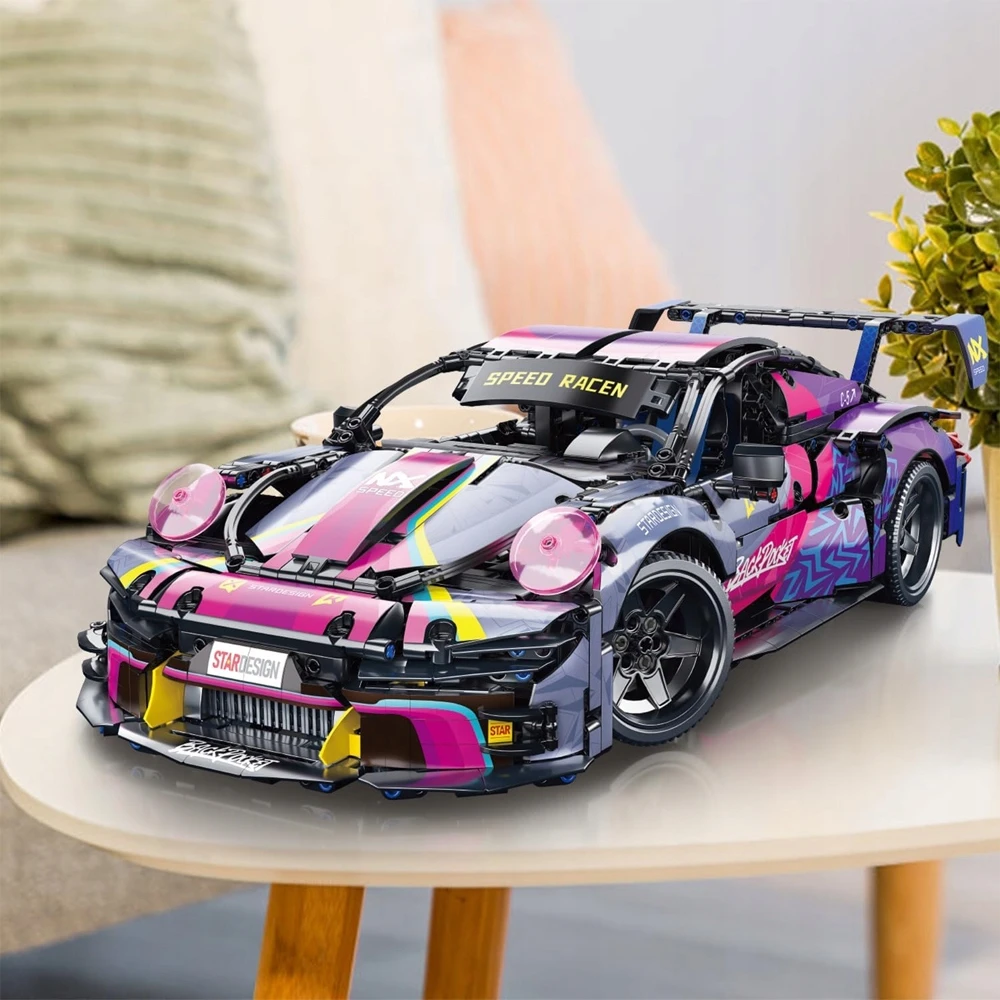 Bez Marki Block Set Cyberpunk Mega Speed ​​​​Champion konstravimo blokų rinkinys