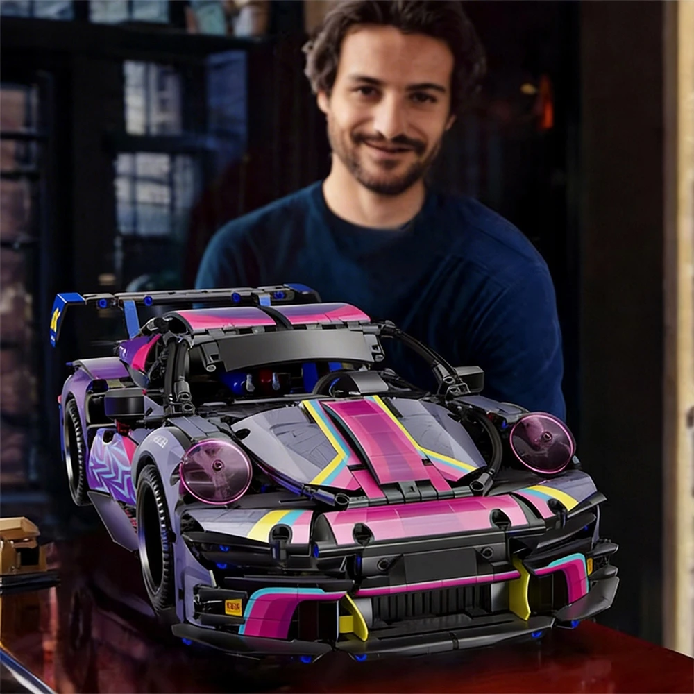 Bez Marki Block Set Cyberpunk Mega Speed ​​​​Champion konstravimo blokų rinkinys