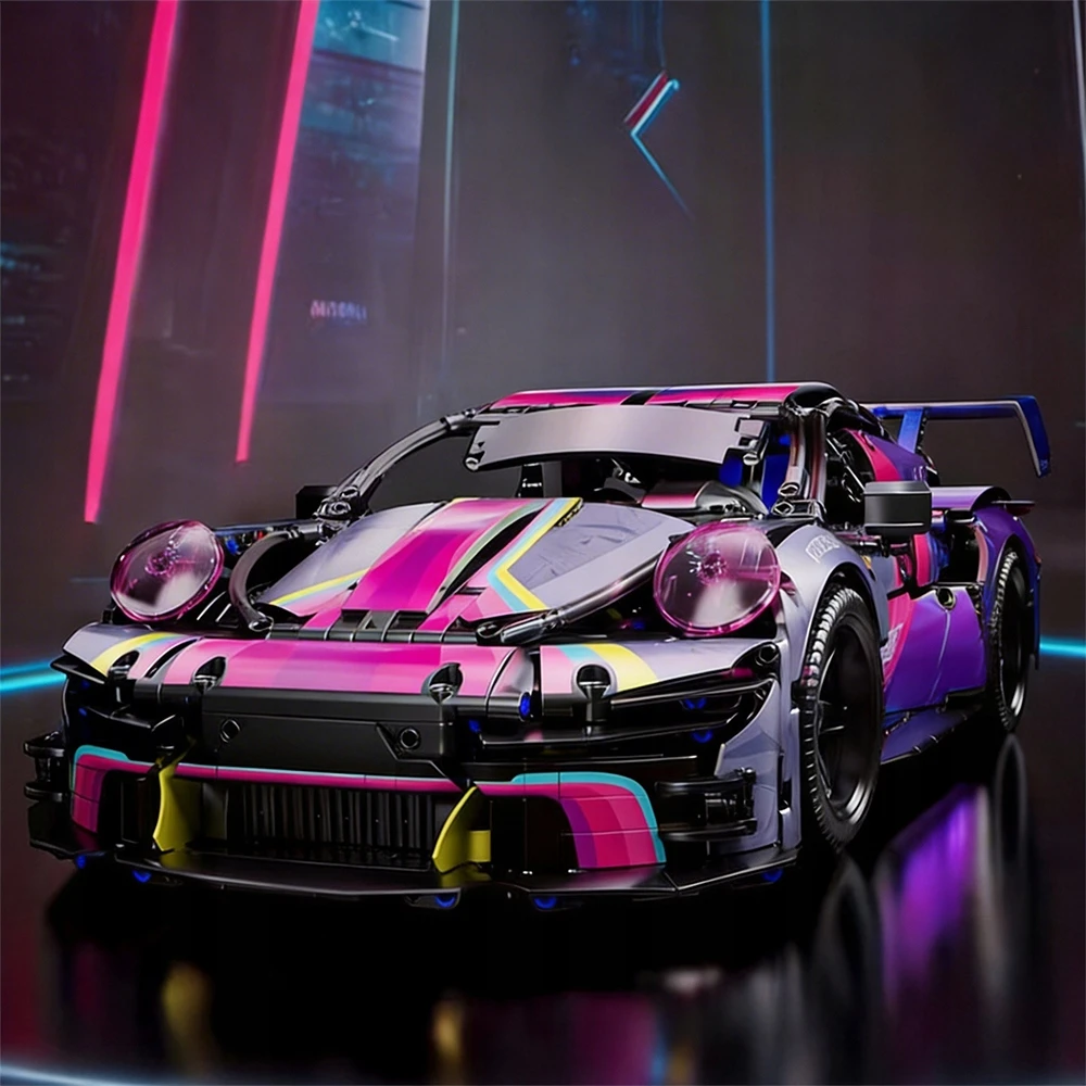 Bez Marki Block Set Cyberpunk Mega Speed ​​​​Champion konstravimo blokų rinkinys