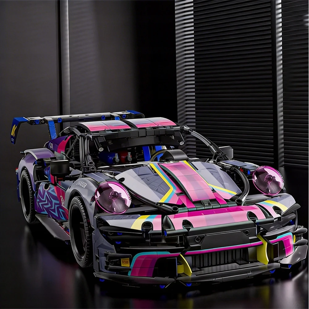 Bez Marki Block Set Cyberpunk Mega Speed ​​​​Champion konstravimo blokų rinkinys