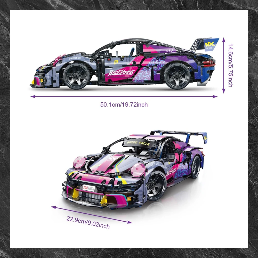Bez Marki Block Set Cyberpunk Mega Speed ​​​​Champion konstravimo blokų rinkinys