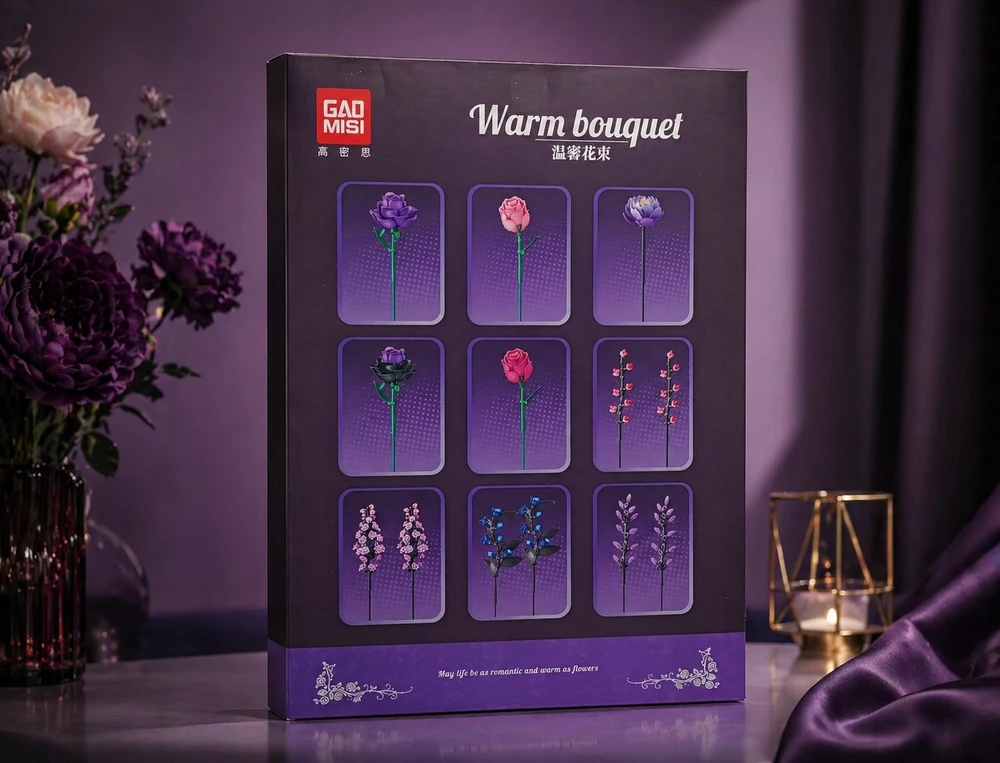 Bez Marki Blocks Flowers Bouquet Premium – DIY rožių rinkinys, unikalus kaip dovana