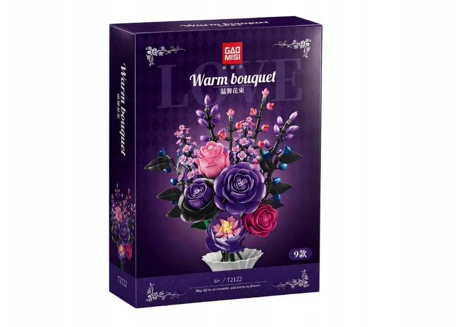 Bez Marki Blocks Flowers Bouquet Premium – DIY rožių rinkinys, unikalus kaip dovana