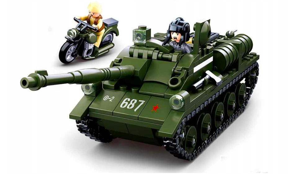 Bez Marki Blokai SU-85 TANK Tank Destroyer + Armija 2 FIGURES + variklis + PRIEDAI