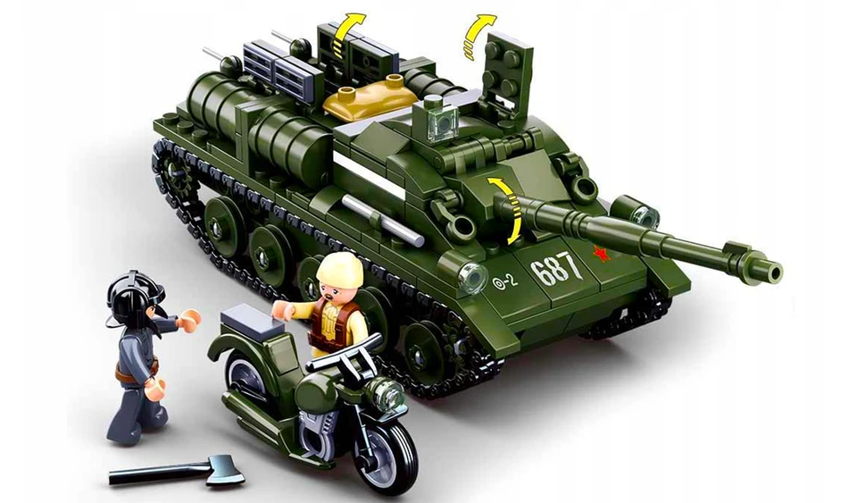 Bez Marki Blokai SU-85 TANK Tank Destroyer + Armija 2 FIGURES + variklis + PRIEDAI
